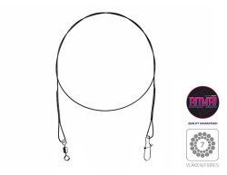 Delphin Titanové lanko 1x7 Bomb! s obratl. a karab. 2ks 45cm/20kg