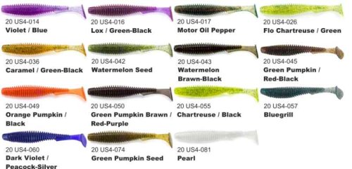 Dipované umělé nástrahy U-Shad 101mm / 8ks Green Pumpkin/Red &
