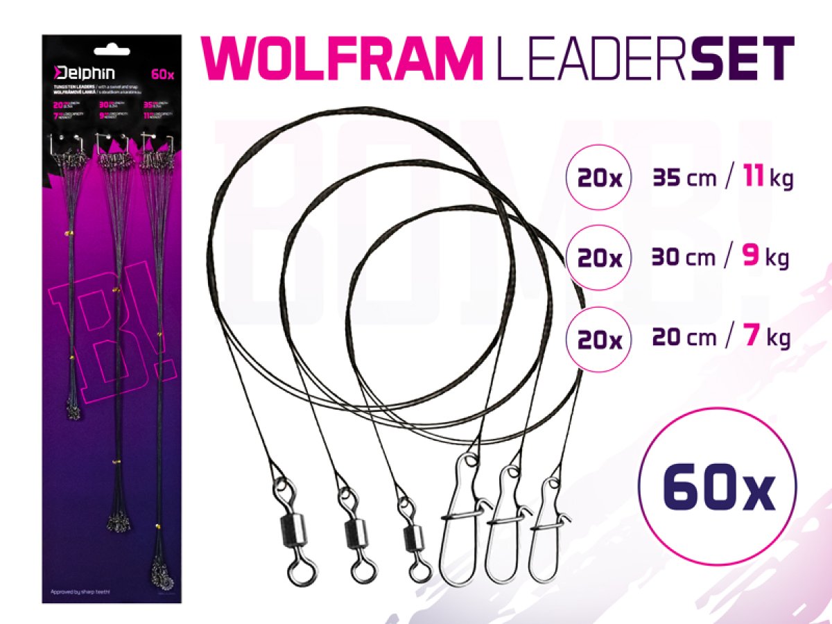 Set wolfrámových lanek BOMB! S obratl. a karabínkou