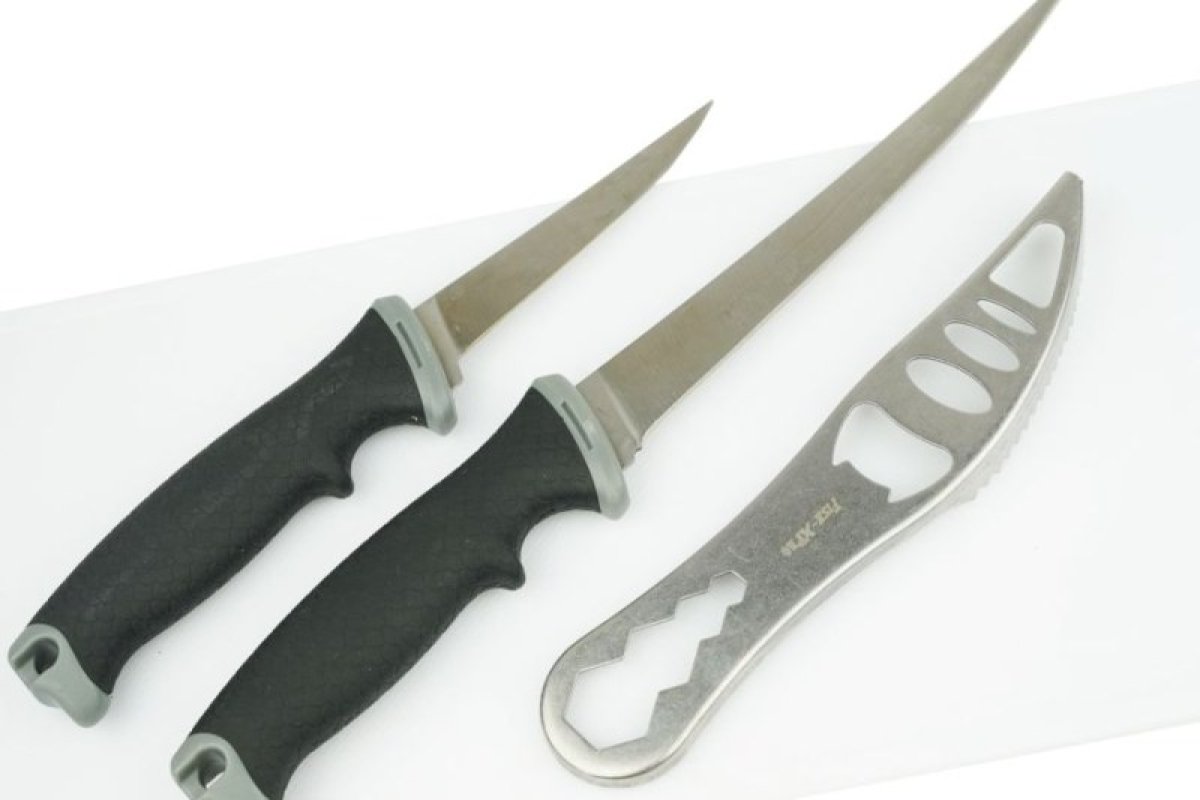 Filetovací set nůž 10cm+nůž filetovací 19cm+škrabka+deska