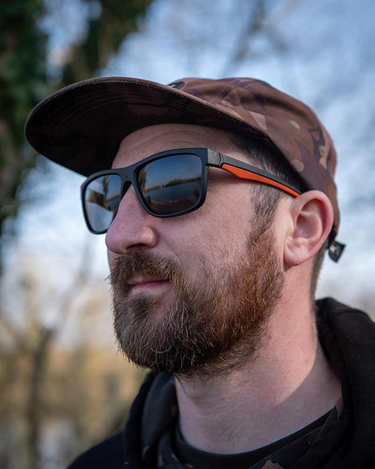 Fox Collection Black & Orange Shades – Grey Lens