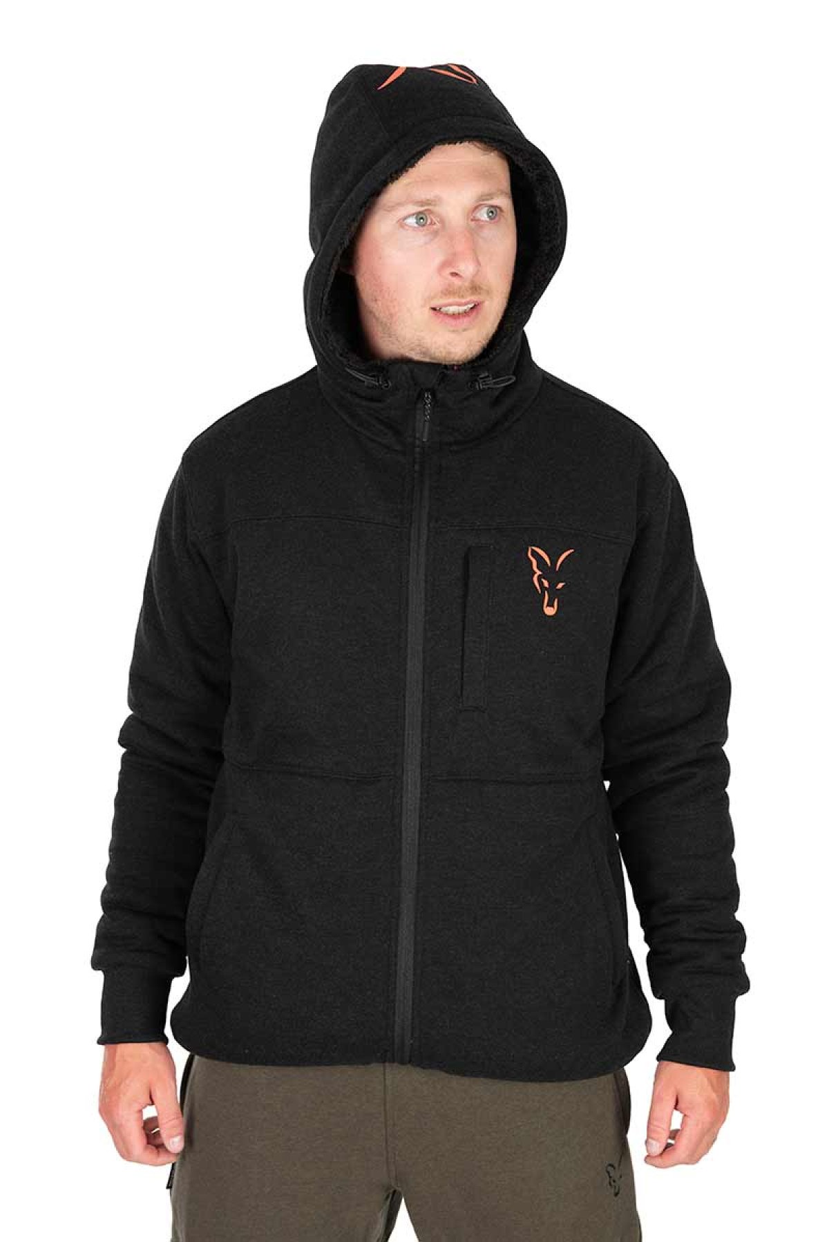 Fox Collection Sherpa Jacket Black & Orange