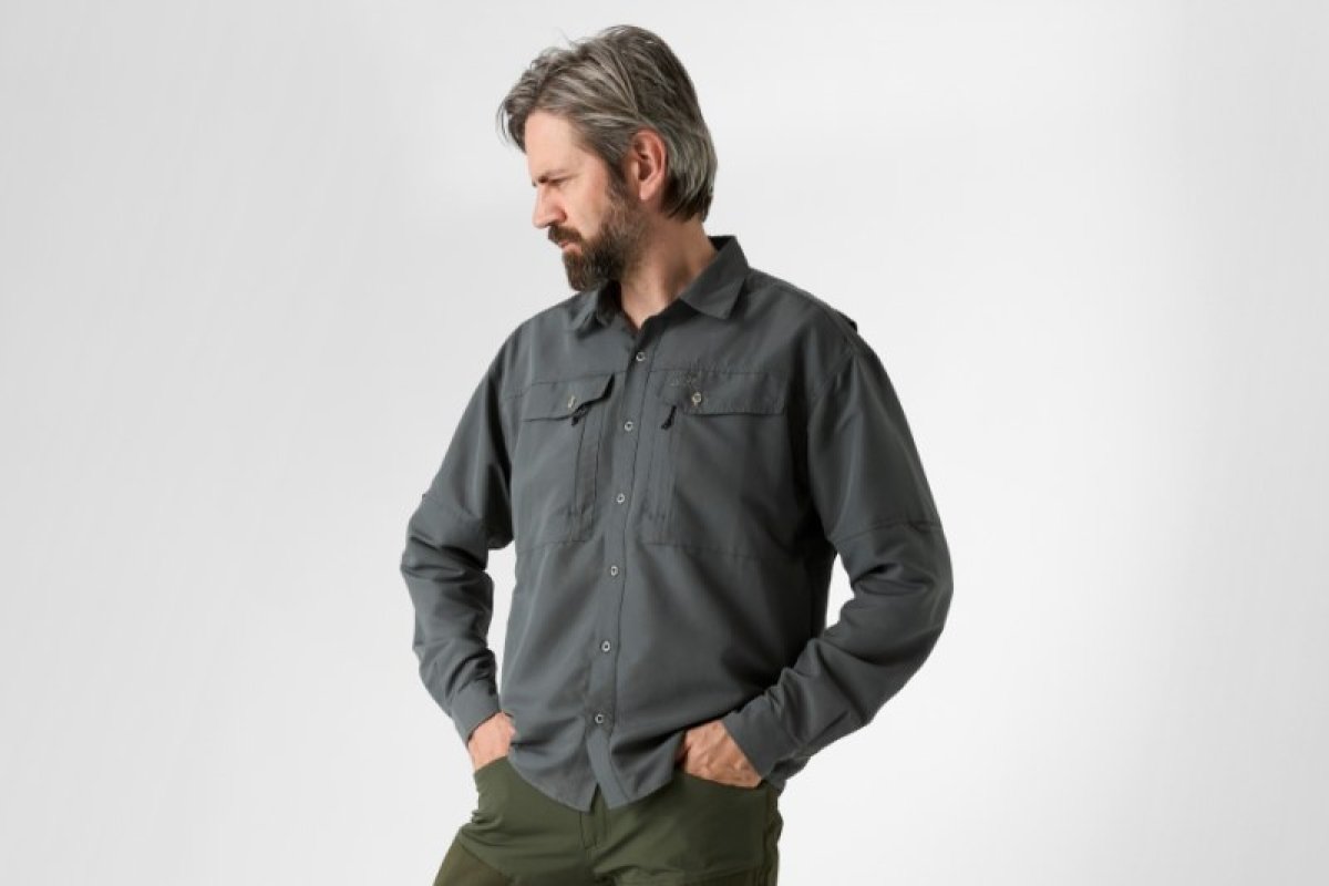 Košile s dlouhým rukávem Ezmar mid weight soft šedá 3XL