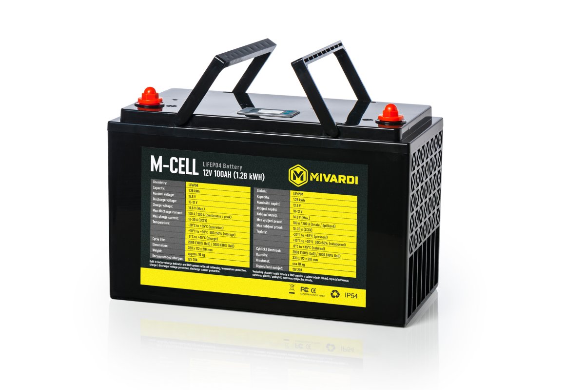M-CELL LiFePO4 12V 100Ah + 20A nabíječka 