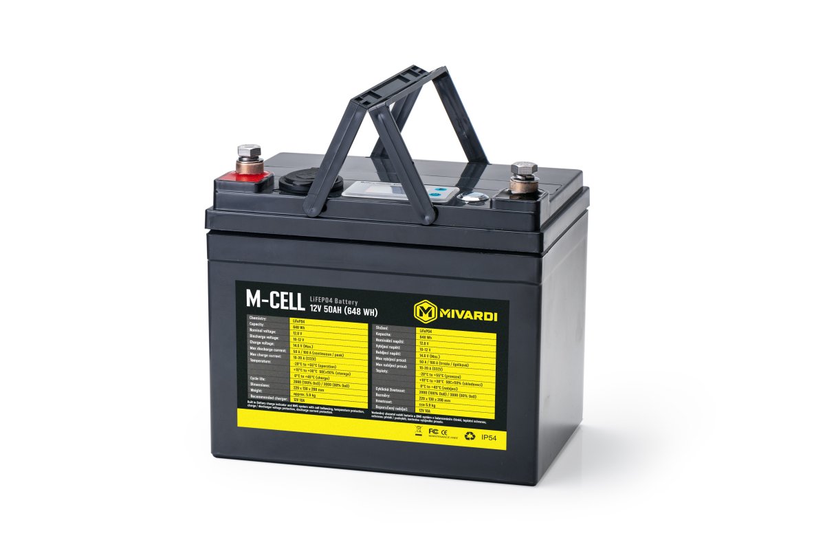 M-CELL LiFePO4 12V 50Ah + 10A nabíječka