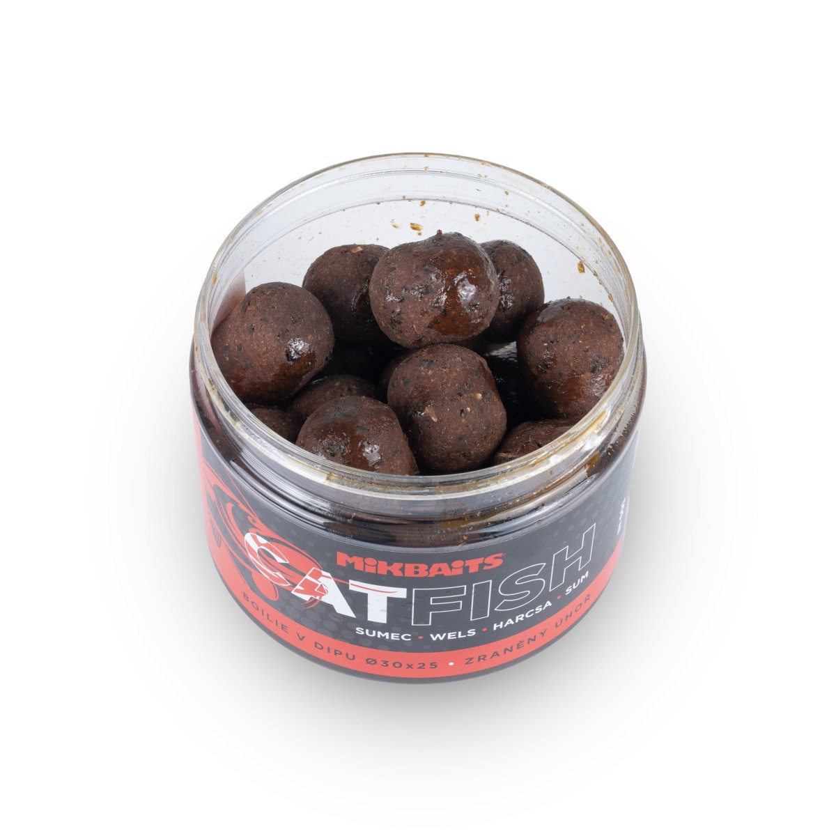 Mikbaits Catfish sumec řada Boilie v dipu - Zraněný úhoř 500ml, 30x25mm