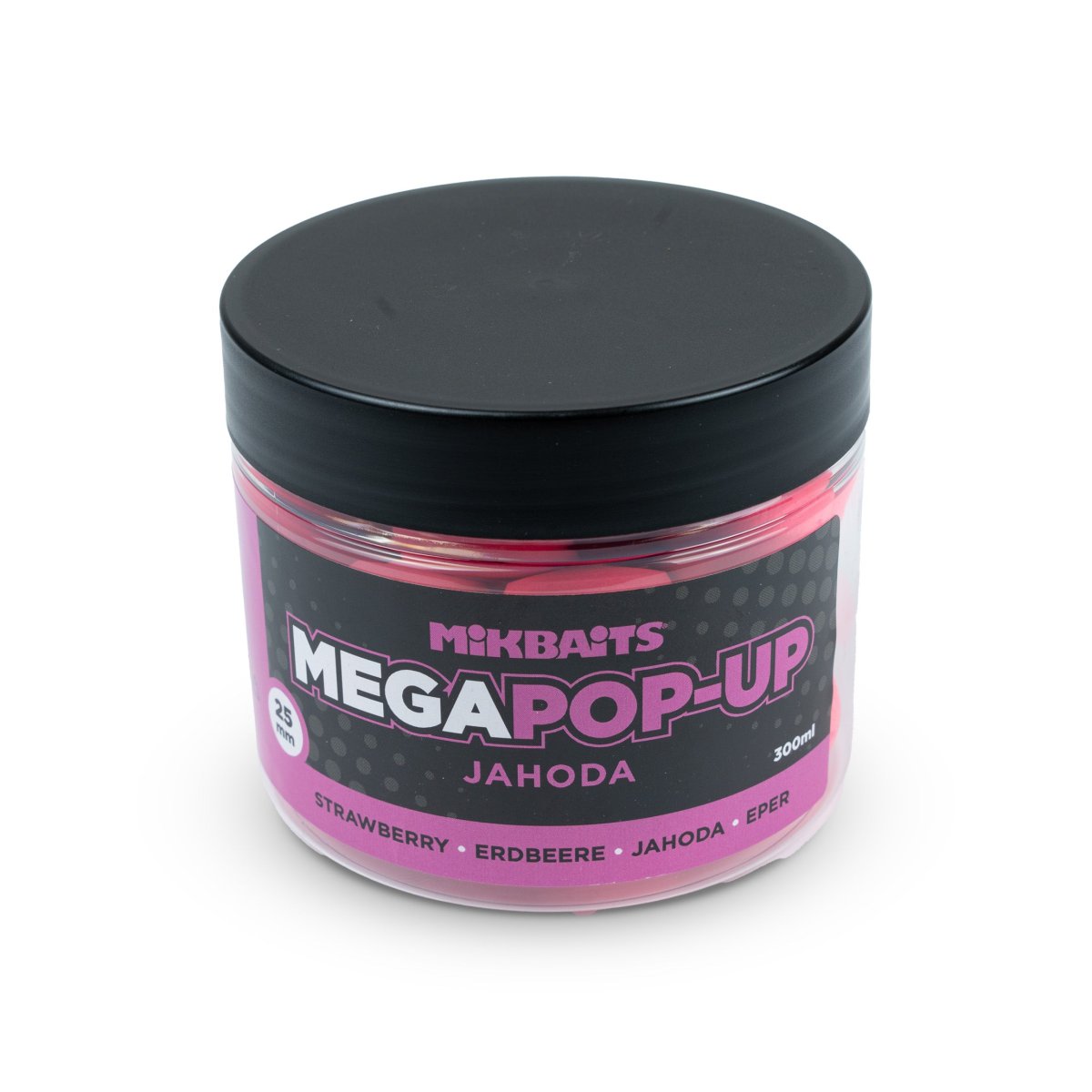 Mikbaits Mega Plovoucí fluo boilie 300ml Jahoda