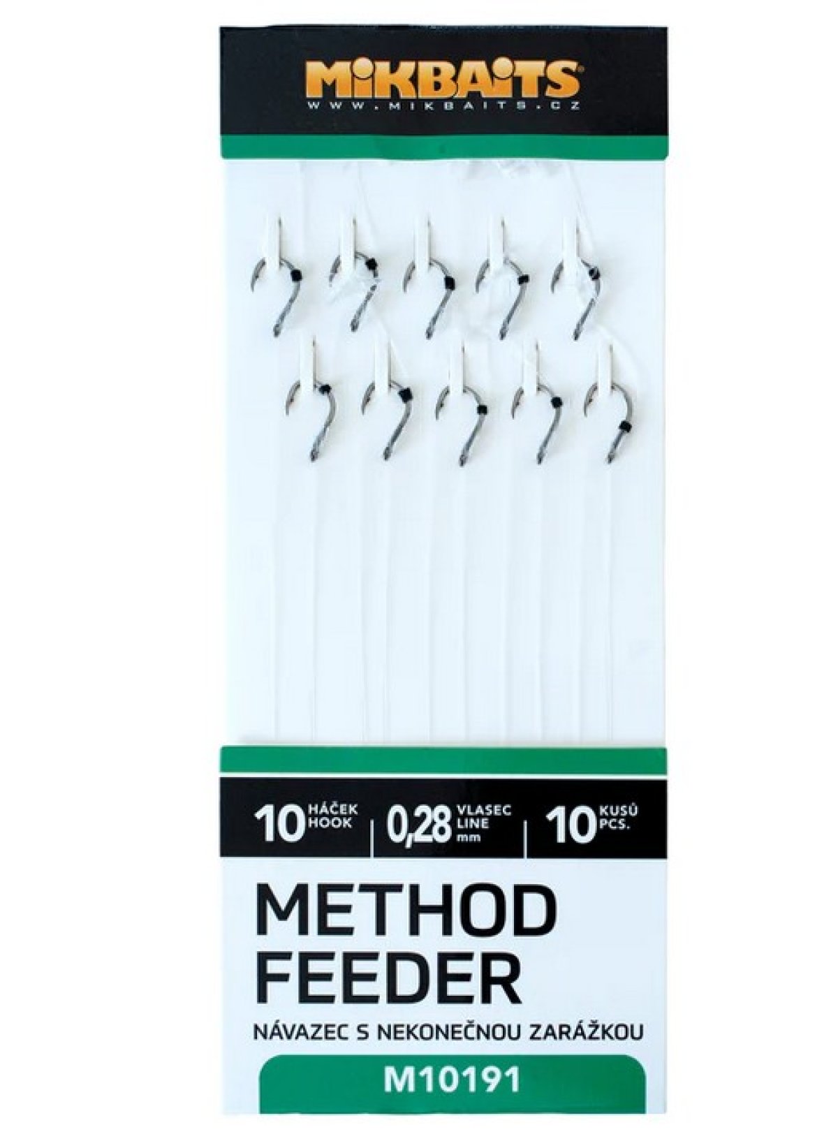 Mikbaits Method Feeder Návazce s nekonečnou zarážkou č.10 - 10 ks