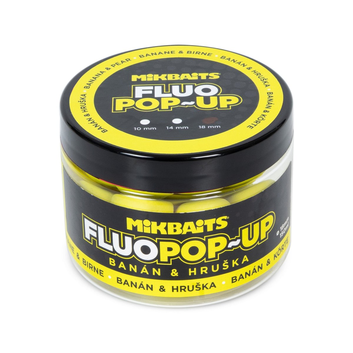 Mikbaits Plovoucí fluo boilie 150ml Banán Hruška 602