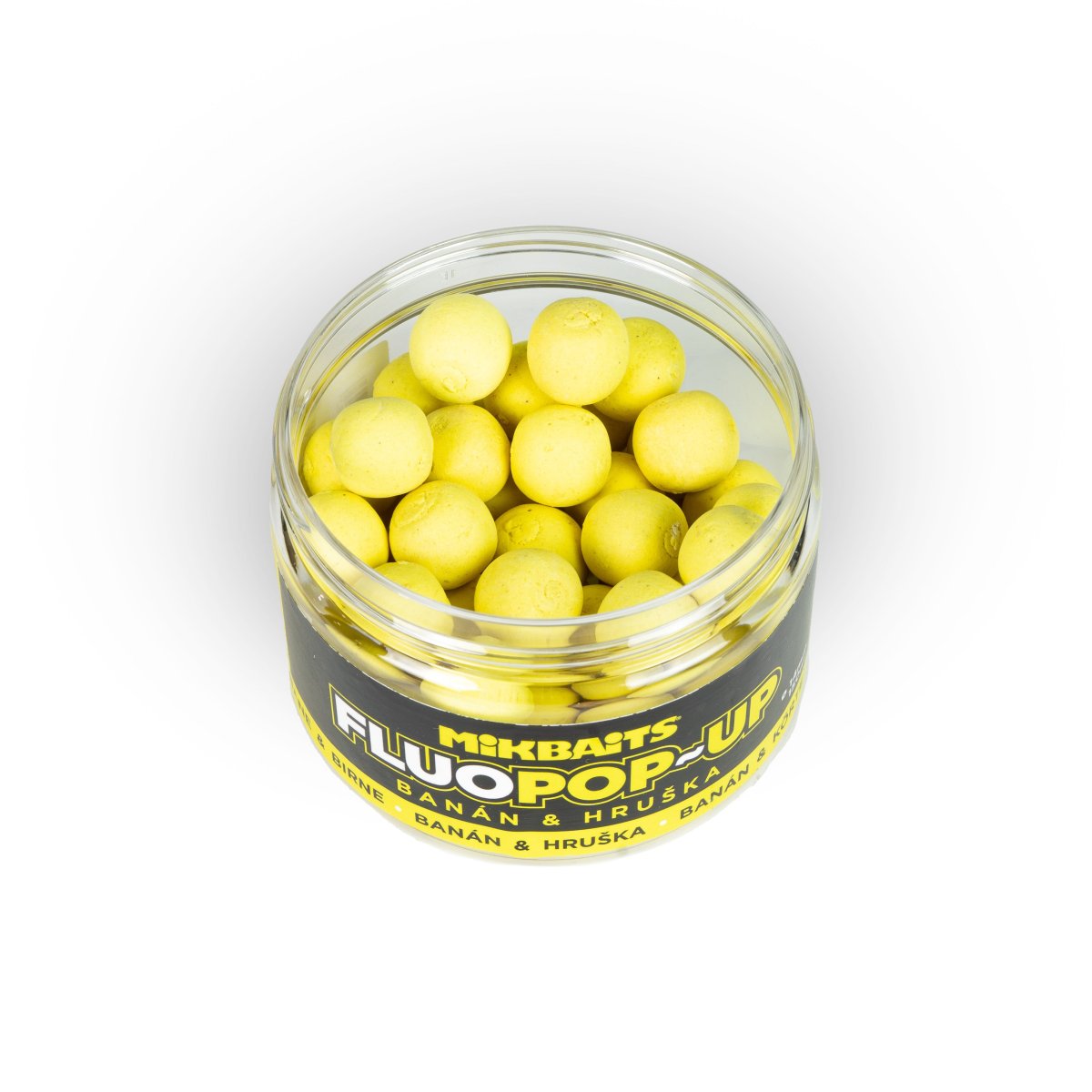 Mikbaits Plovoucí fluo boilie - Banán Hruška 150ml, 14mm