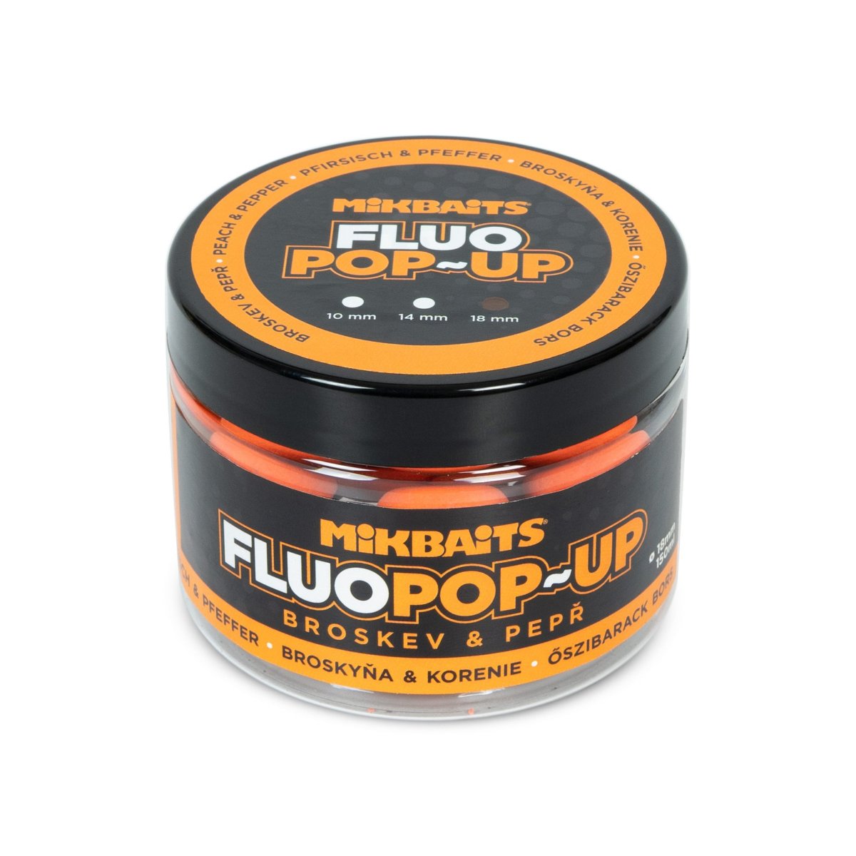 Mikbaits Plovoucí fluo boilie 150ml Broskev Pepř 601