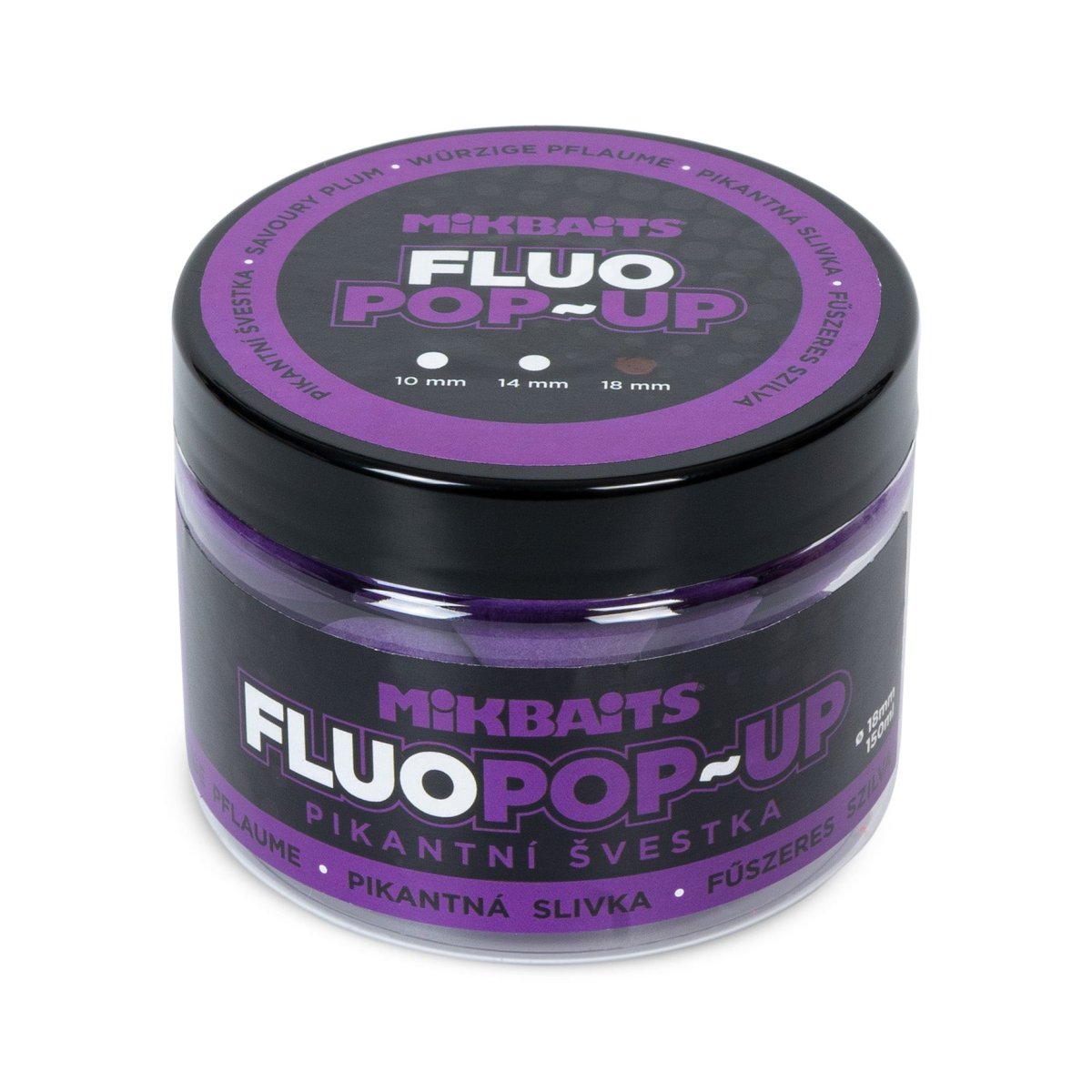 Mikbaits Plovoucí fluo boilie 150ml Pikantní švestka 605