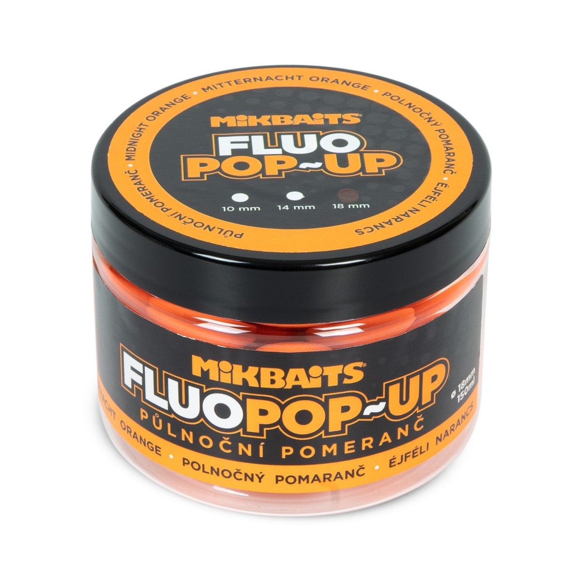 Mikbaits Plovoucí fluo boilie 150ml Půlnoční pomeranč 606