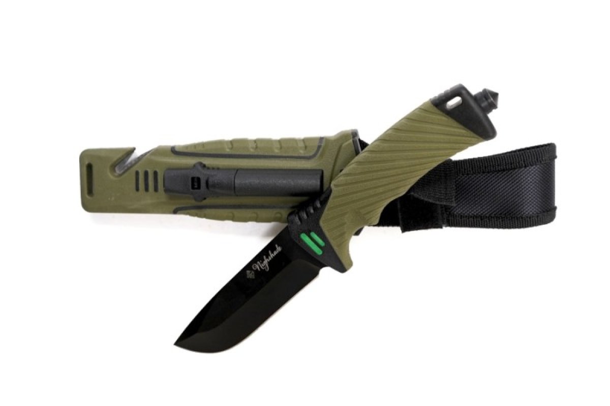 Nůž Nighshade olivový s pouzdrem 25cm + podpalovač