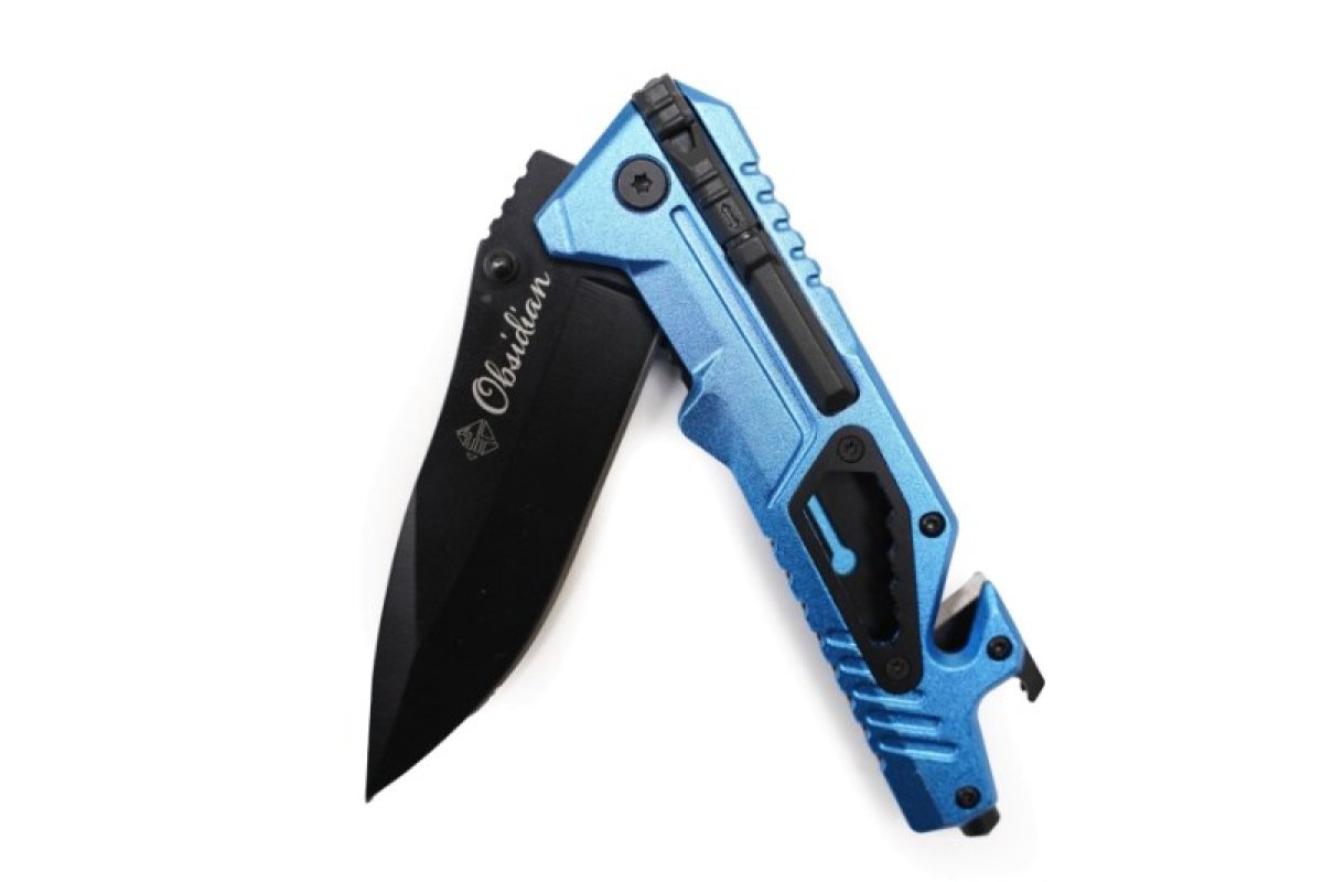 Nůž skládací Obsidian modrý 22cm + podpalovač