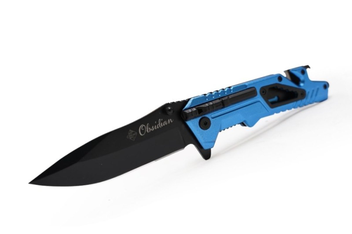 Nůž skládací Obsidian modrý 22cm + podpalovač
