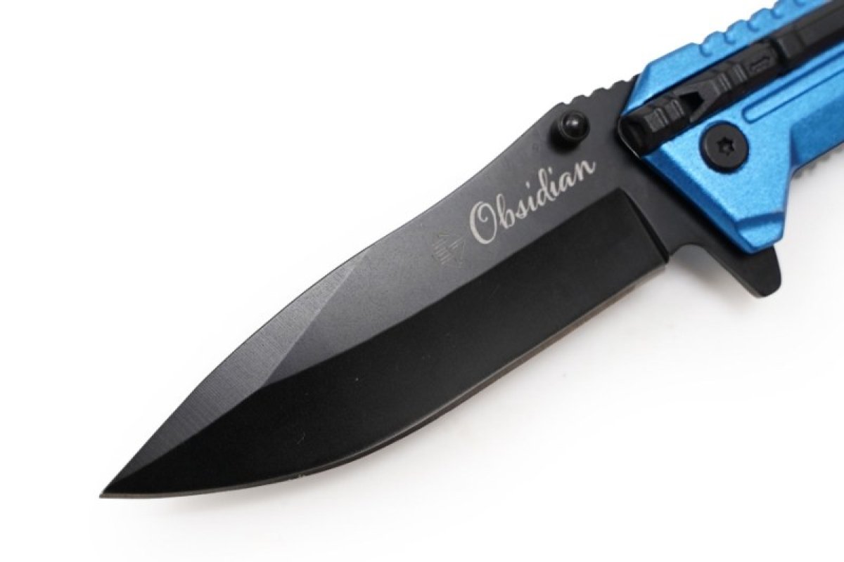 Nůž skládací Obsidian modrý 22cm + podpalovač
