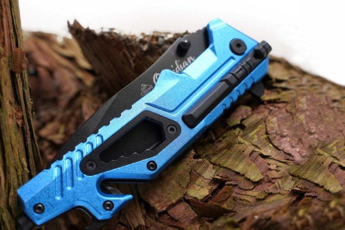 Nůž skládací Obsidian modrý 22cm + podpalovač
