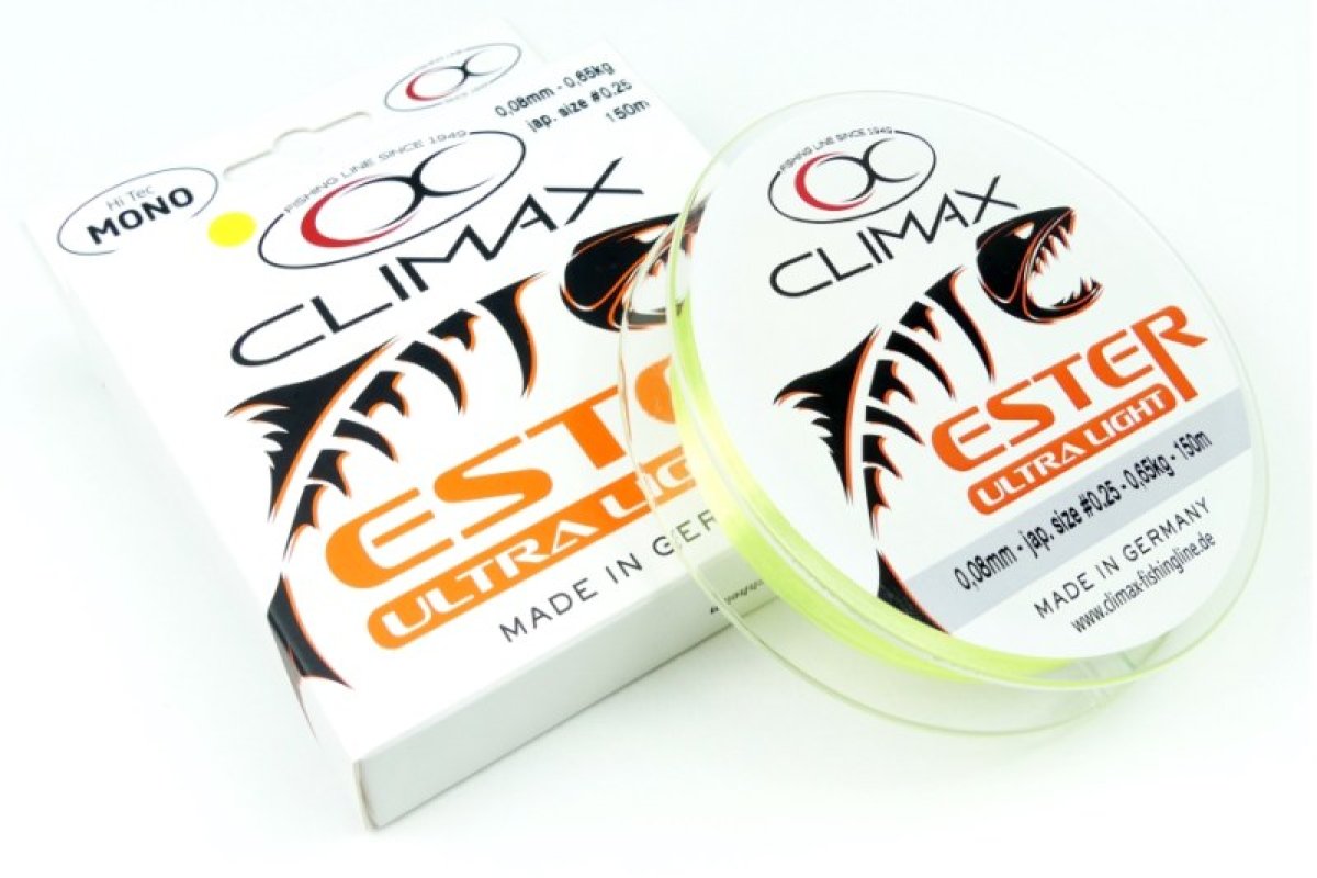 Přívlačový silon CLIMAX ESTER Japan Ultra Light žlutý 150m 0,145/ 1,9k
