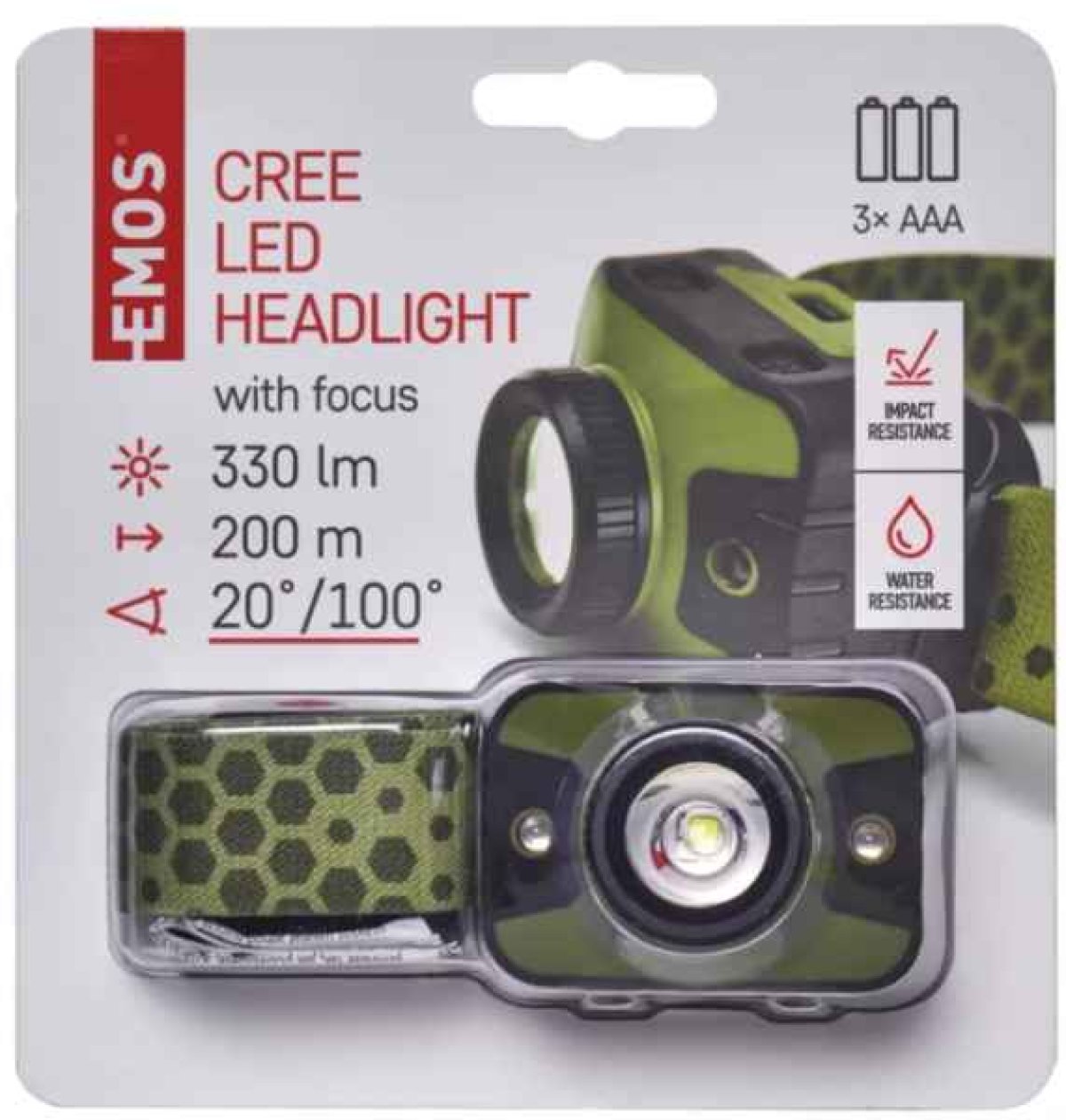 Rybářská CREE LED čelovka svítivost 330lm 3xAAA