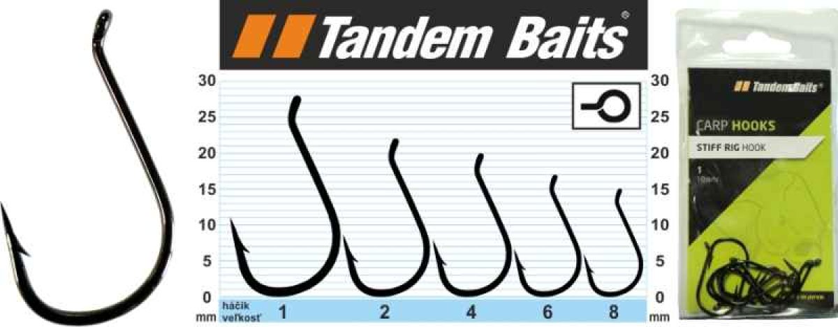 Rybářské háčky kaprové Stiff Rig Hook , velikost 1, 10ks
