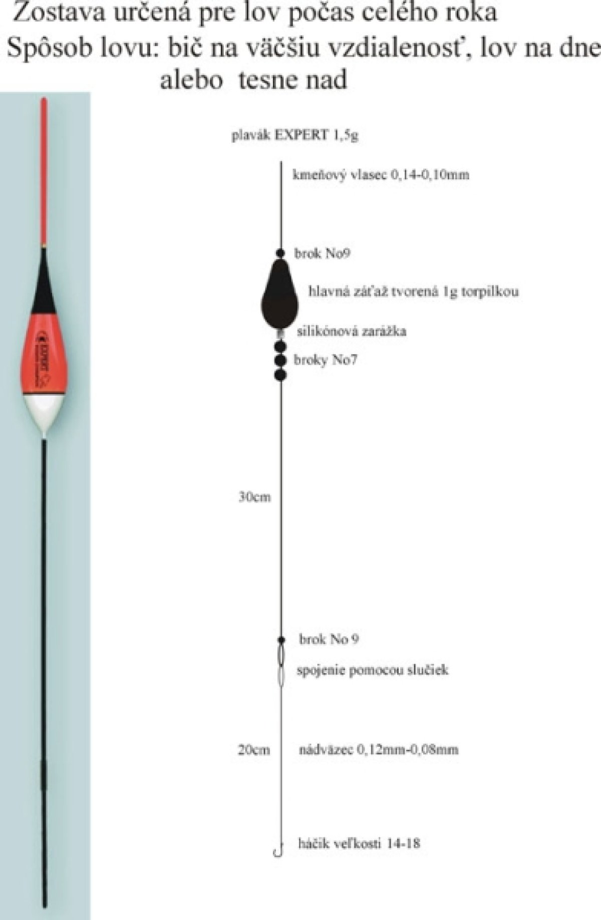 Rybářský balzový splávek (pevný) 2,5g/26cm Rybářský balzový splávek (pevný) 2,5g/26cm