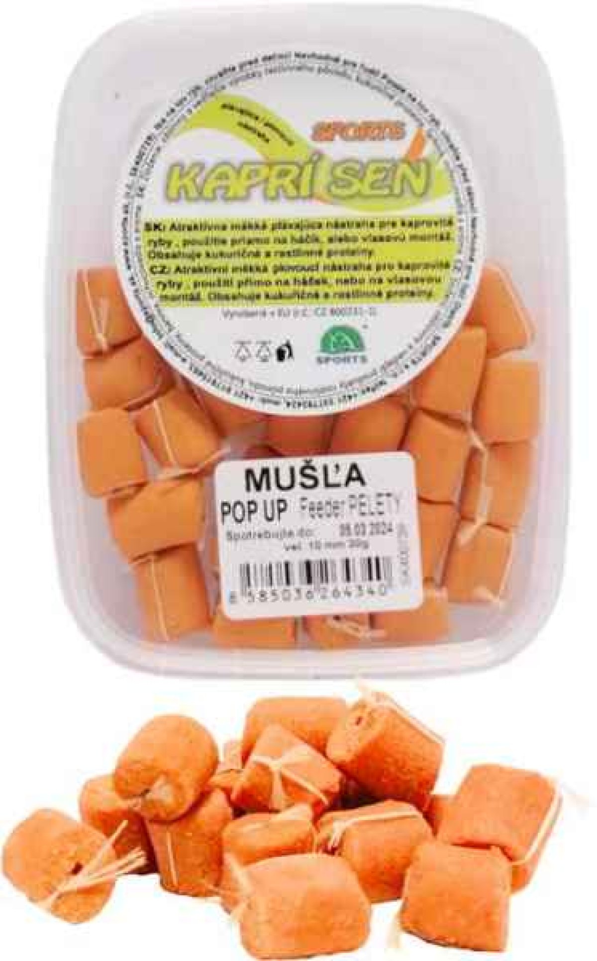 SPORTS Kapří sen feeder pelety POP UP 10mm/30g navázané Halibut