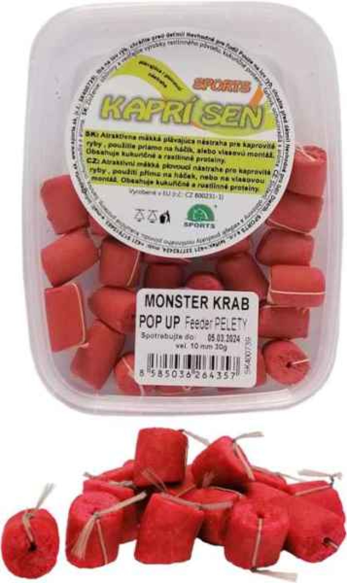 SPORTS Kapří sen feeder pelety POP UP 10mm/30g navázané Halibut