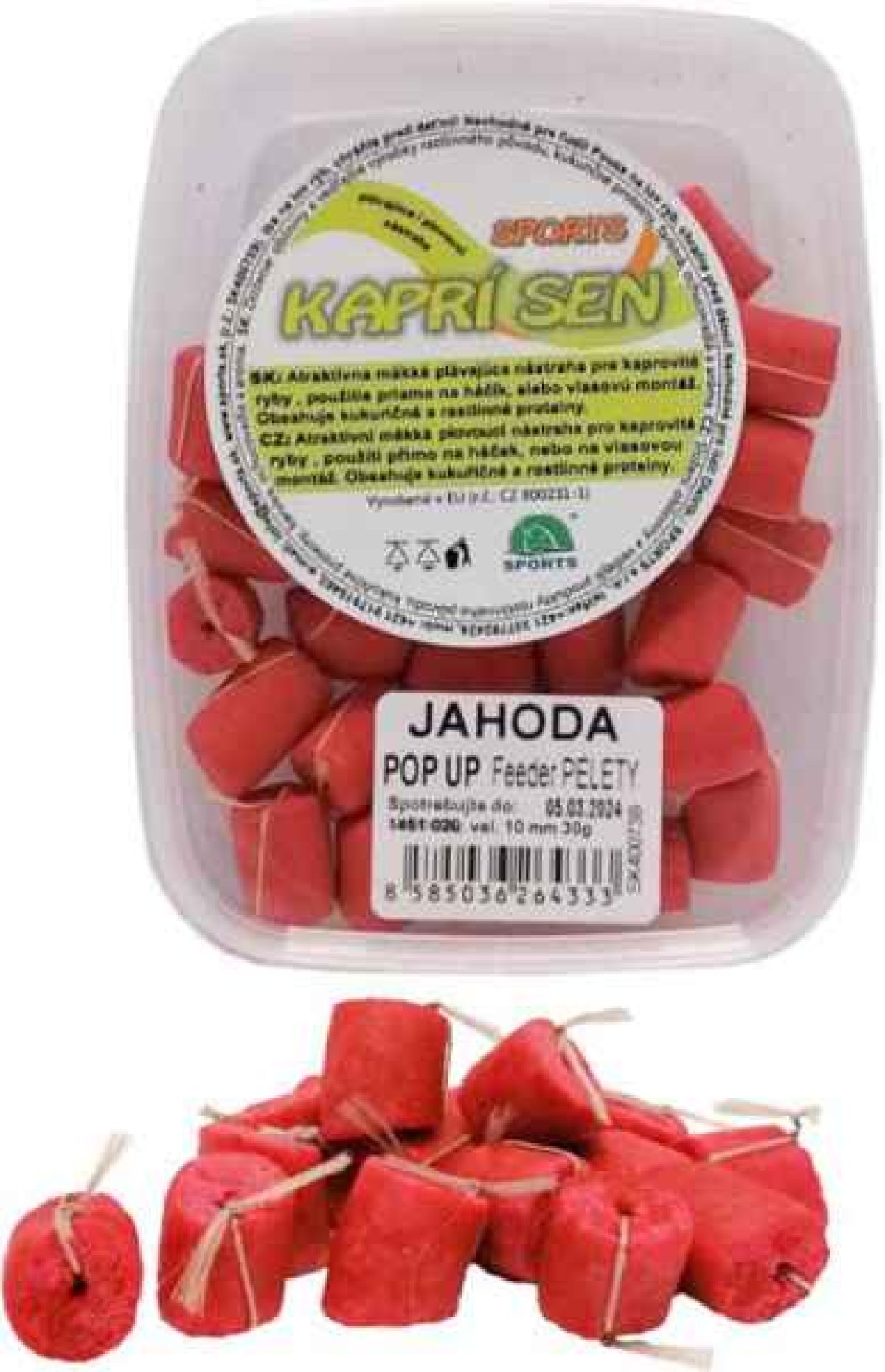 SPORTS Kapří sen feeder pelety POP UP 10mm/30g navázané Halibut