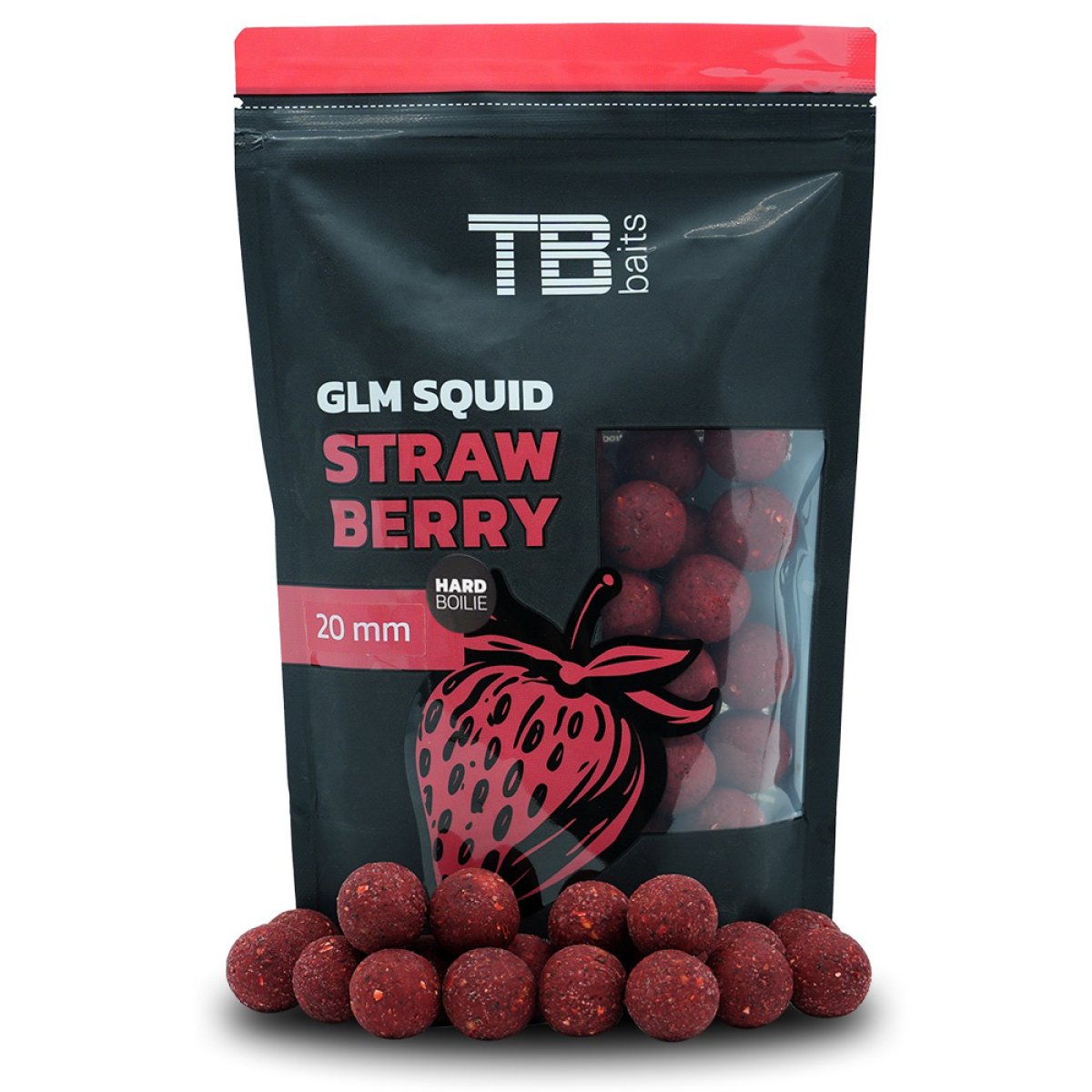 TB Baits Hard Boilie GLM Squid Strawberry - 250 g 28 mm