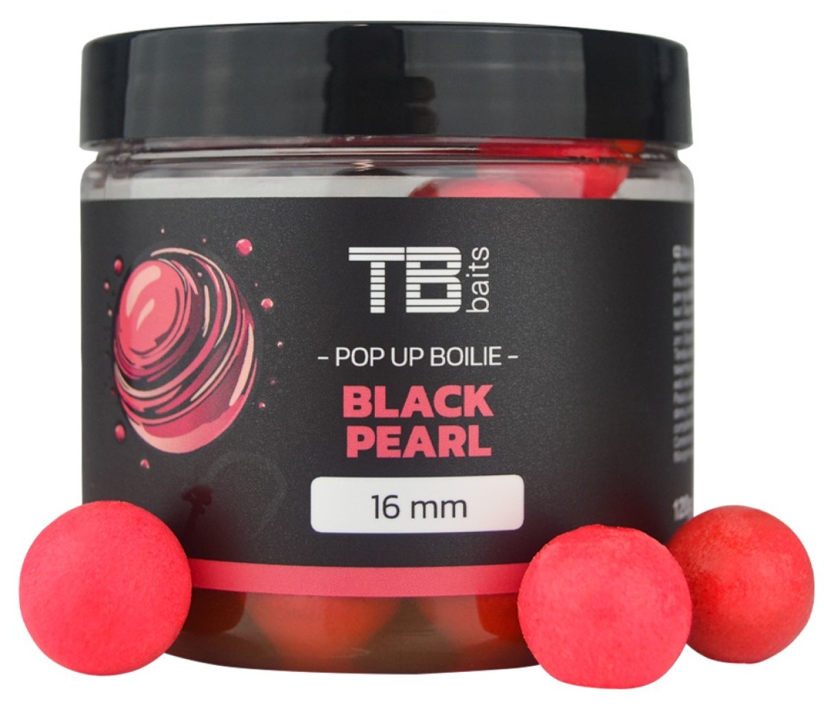 TB Baits Plovoucí Boilie Pop-Up Pink Black Pearl + NHDC 65 g - 12 mm