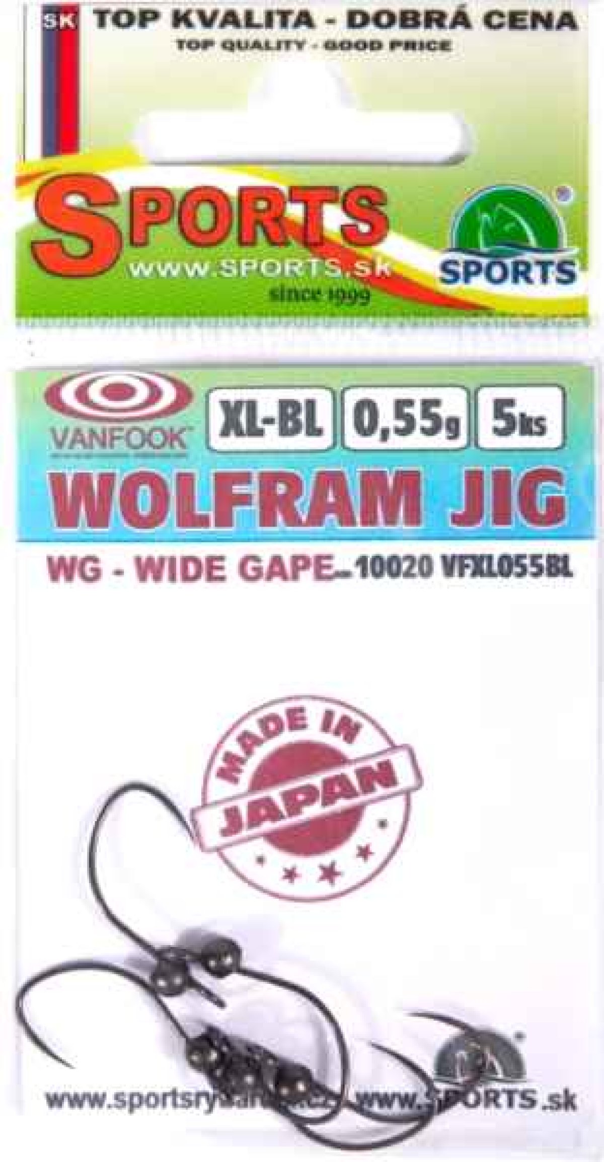 Vanfook Wolfram JIG WG BL bez proti hrotu 5ks XL-0,55g